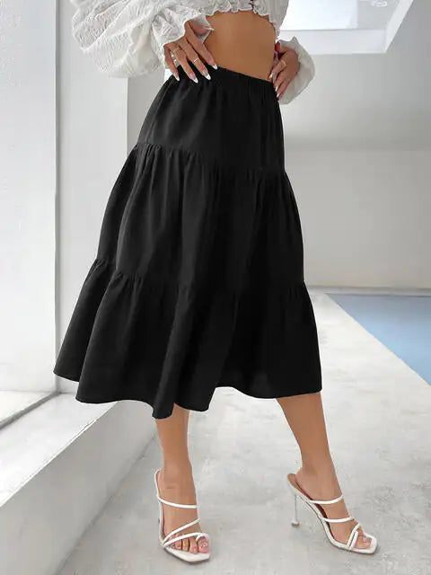 Tiered Midi Skirt-