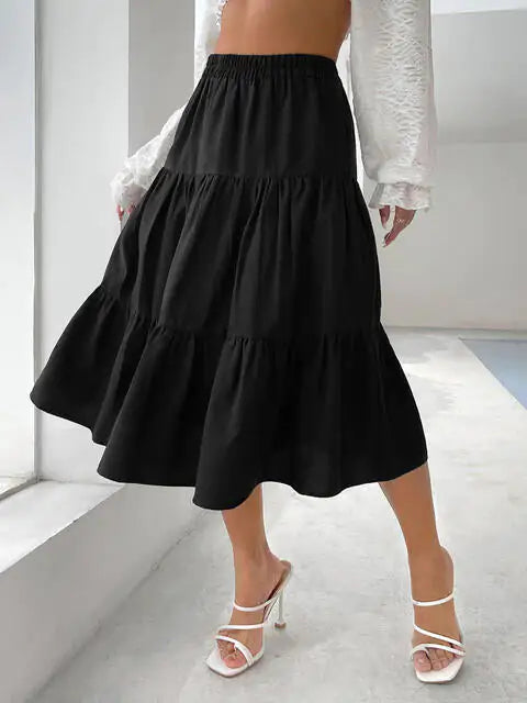 Tiered Midi Skirt-