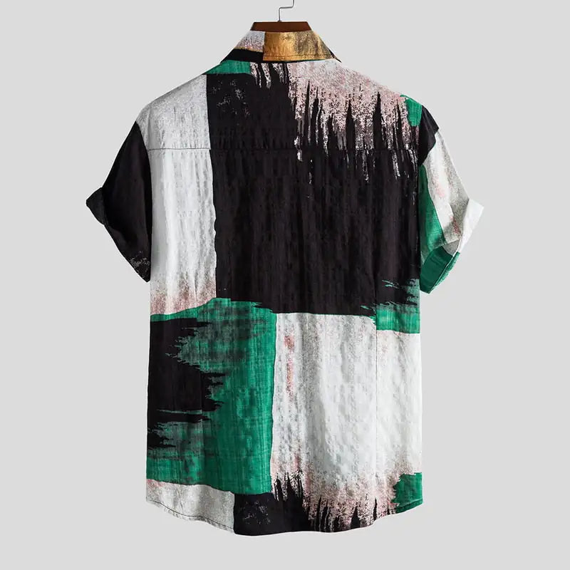 Men's Summer Block Printed Shirt