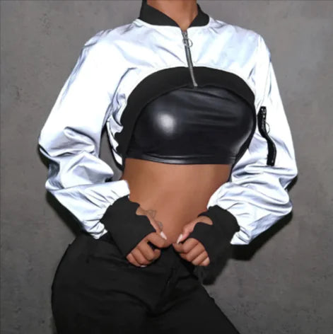 Reflective Cropped Jacket