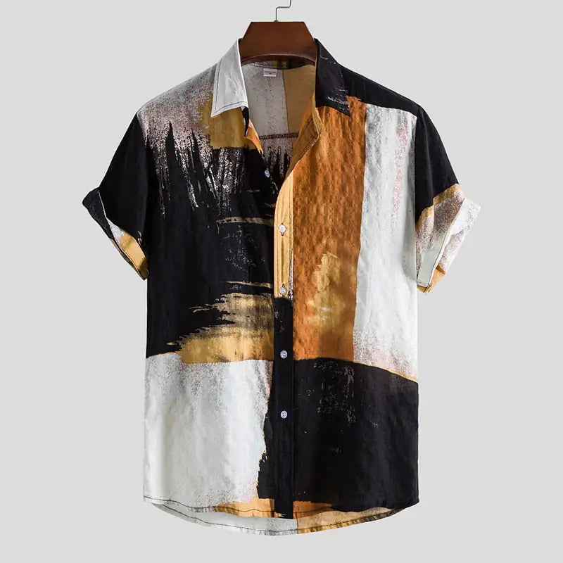 Men's Summer Block Printed Shirt