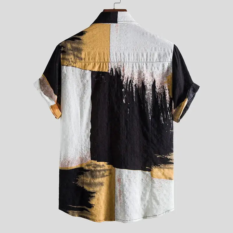 Men's Summer Block Printed Shirt