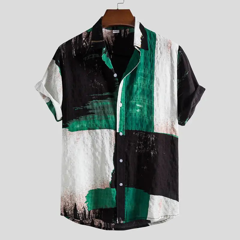 Men's Summer Block Printed Shirt